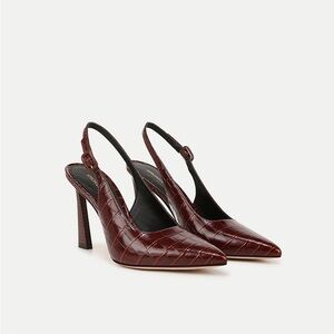 NWT Veronica Beard Callie Croc-Embossed Slingback Pump size 37